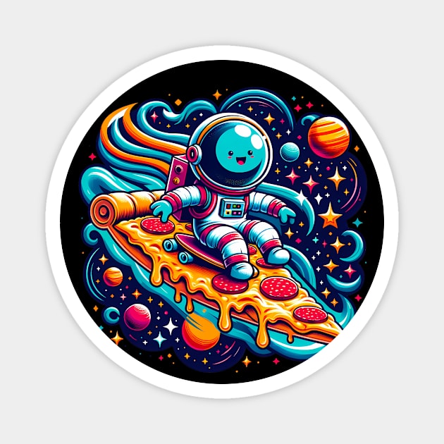 Funny Pizza Lover, Astronaut Surfing in Space Magnet by logiamerch